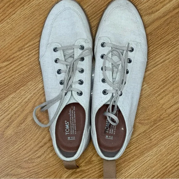 Men’s Toms Natural Oxford Canvas Sneakers Gum Sole Size 11.5 - Picture 5 of 10